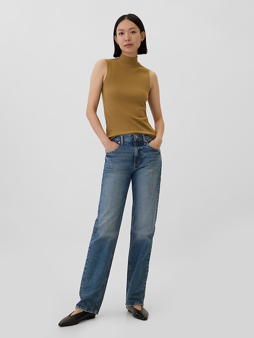 Image number 3 showing, Ribbed Sleeveless Mockneck T-Shirt