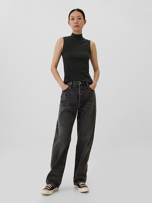 Image number 3 showing, Ribbed Sleeveless Mockneck T-Shirt