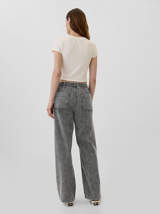Image number 4 showing, High Rise Wide-Leg Pull-On Jeans