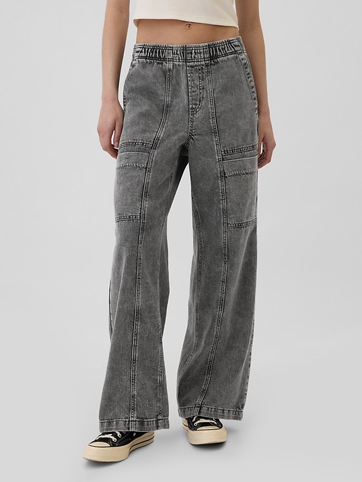 Image number 2 showing, High Rise Wide-Leg Pull-On Jeans