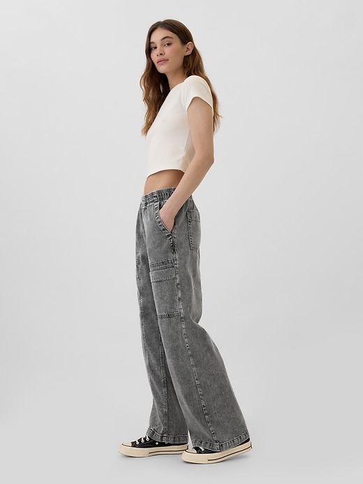 Image number 3 showing, High Rise Wide-Leg Pull-On Jeans