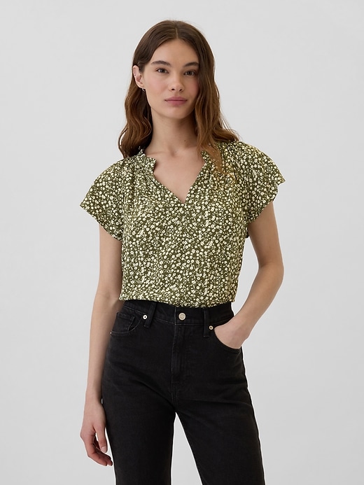 Splitneck Flutter Sleeve Top | Gap Factory