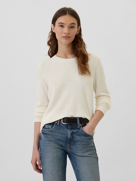 Image number 1 showing, Textured Crewneck Sweater