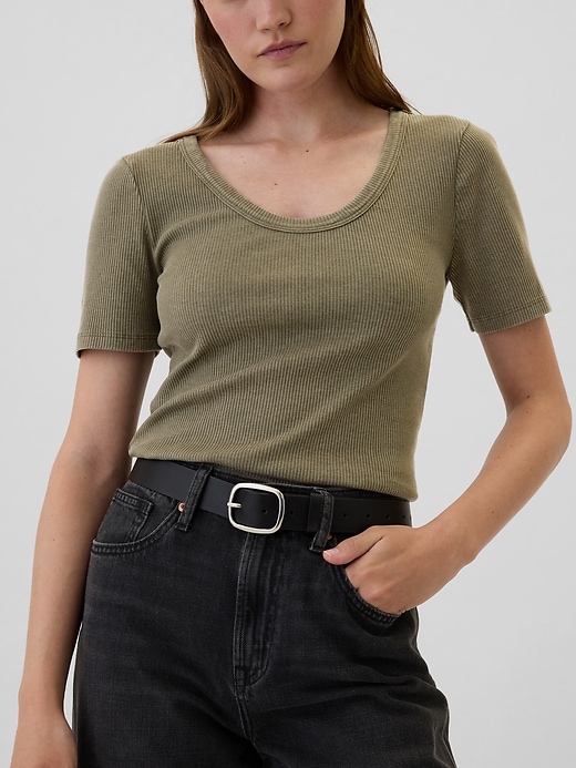 Image number 4 showing, Ribbed Scoopneck T-Shirt