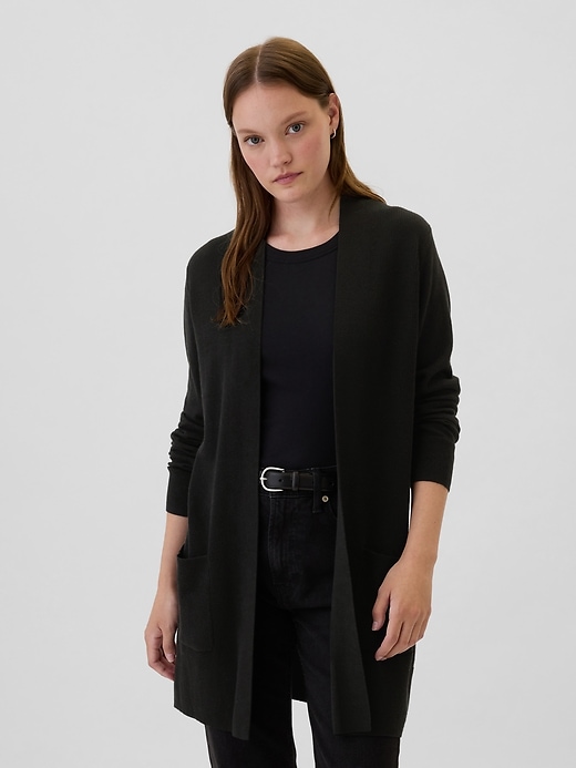 Image number 1 showing, Long Open-Front Cardigan