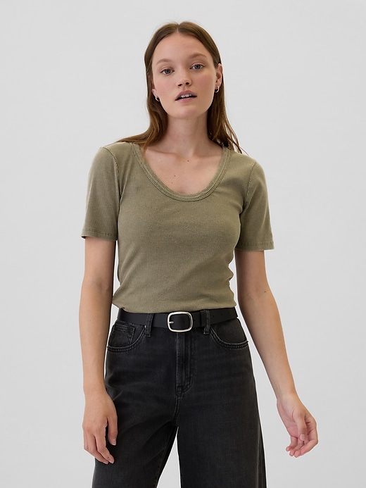 Image number 1 showing, Ribbed Scoopneck T-Shirt