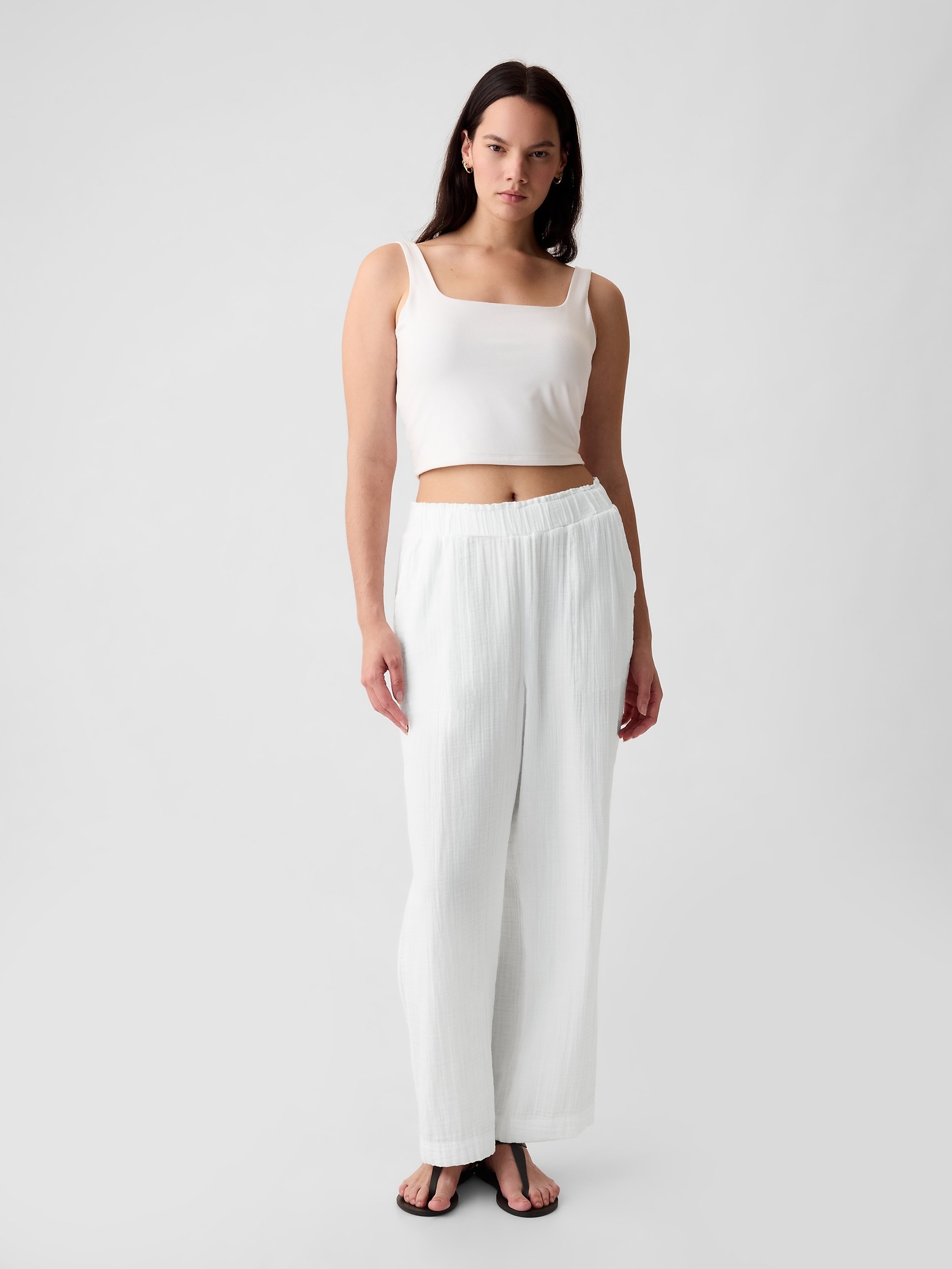 White gauze palazzo pants hotsell