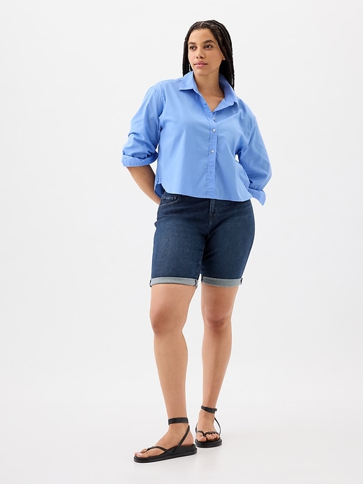 Image number 5 showing, 9" Mid Rise Denim Bermuda Shorts