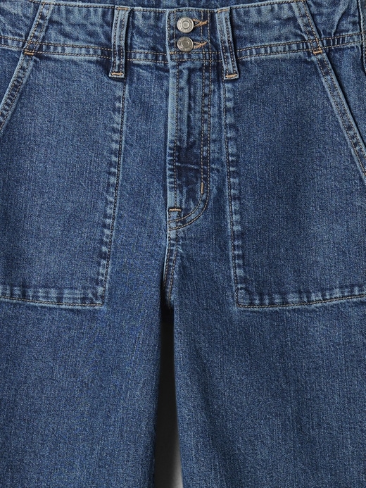 Image number 4 showing, High Rise Wide-Leg Utility Crop Jeans