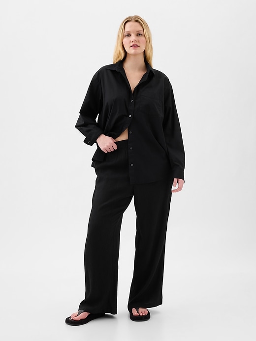 Image number 5 showing, Crinkle Wide-Leg Pull-On Pants