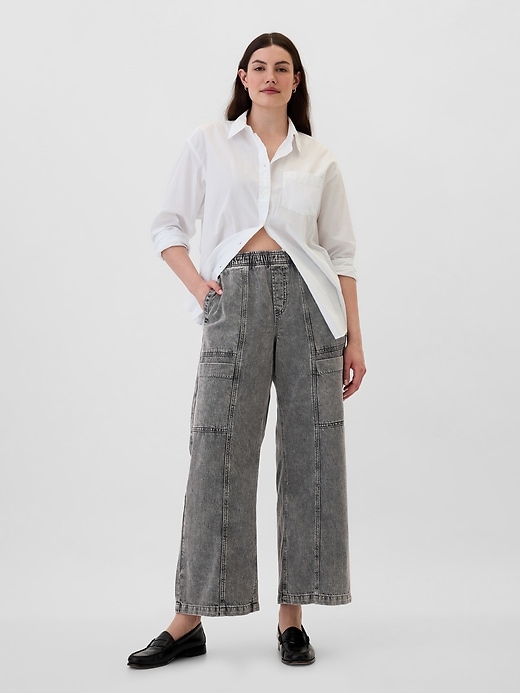 Image number 5 showing, High Rise Wide-Leg Pull-On Jeans