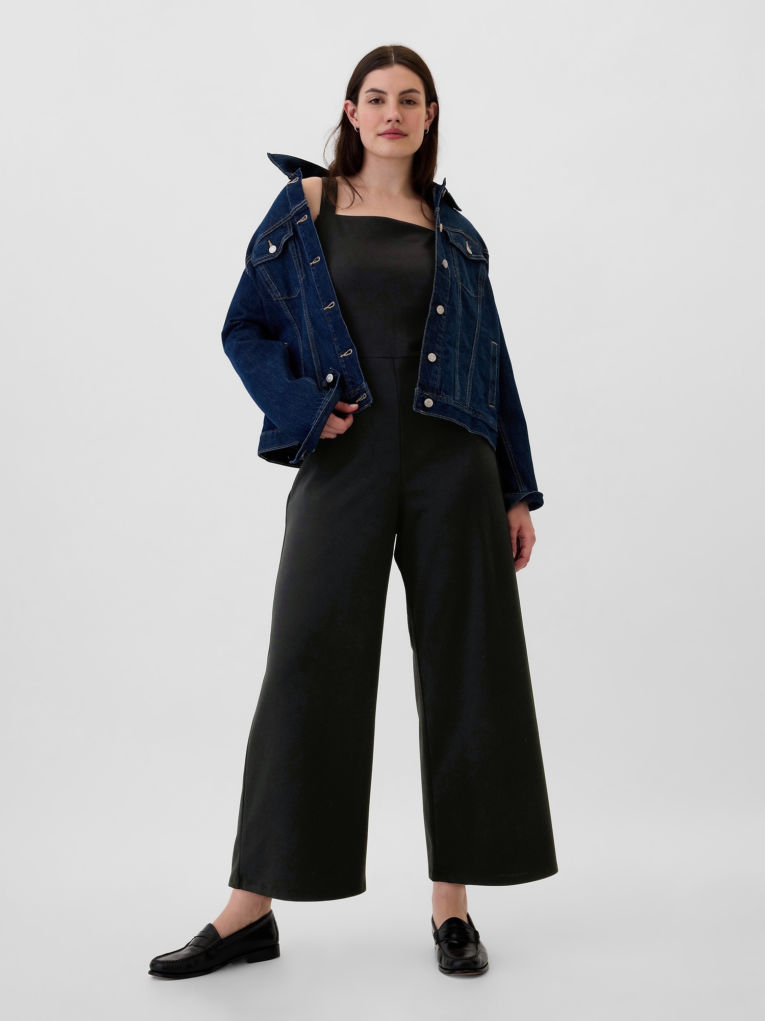 Ponte Squareneck Jumpsuit | Gap Factory