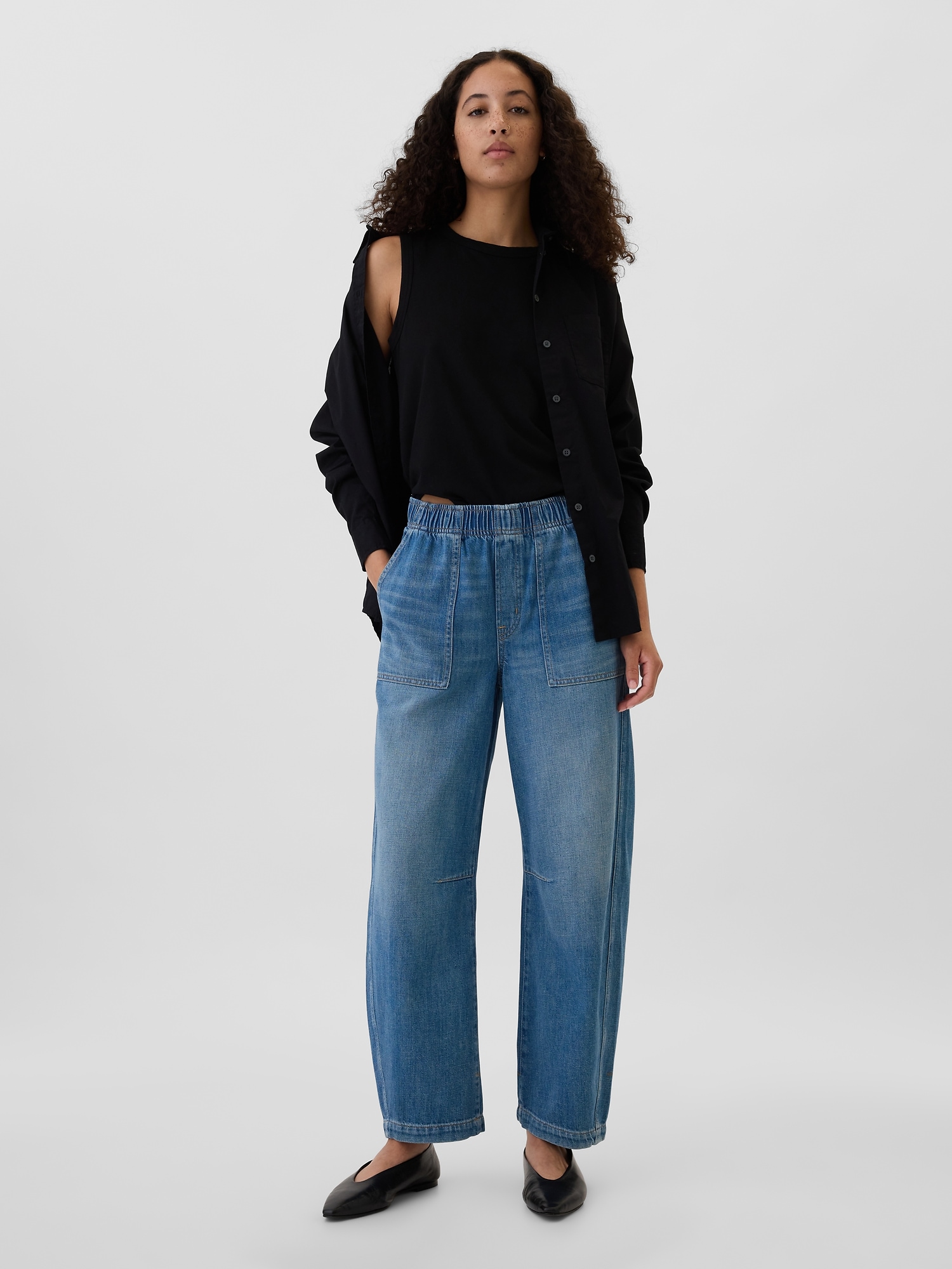 Mid Rise Easy Barrel Pull-On Jeans | Gap Factory