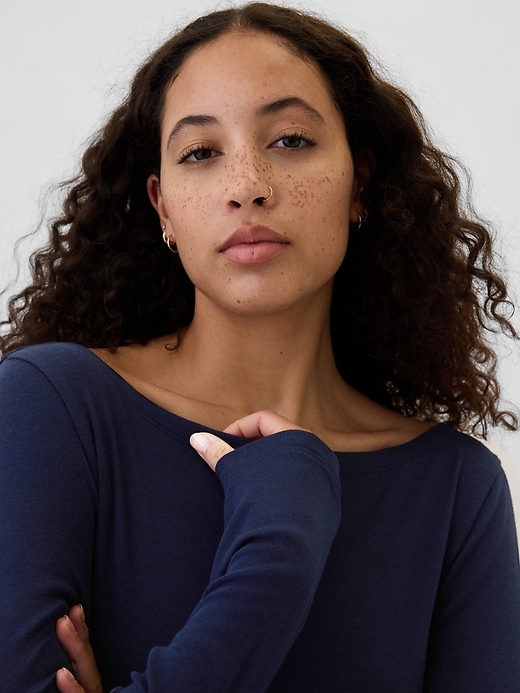 Modern Rib Cropped Boatneck T-Shirt | Gap