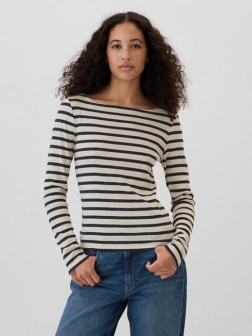 ☆22AW☆【SPAO】☆striped boat neck long sleeve T-shir.t☆ Striped boat-neck t-shirt - Women | MANGO USA