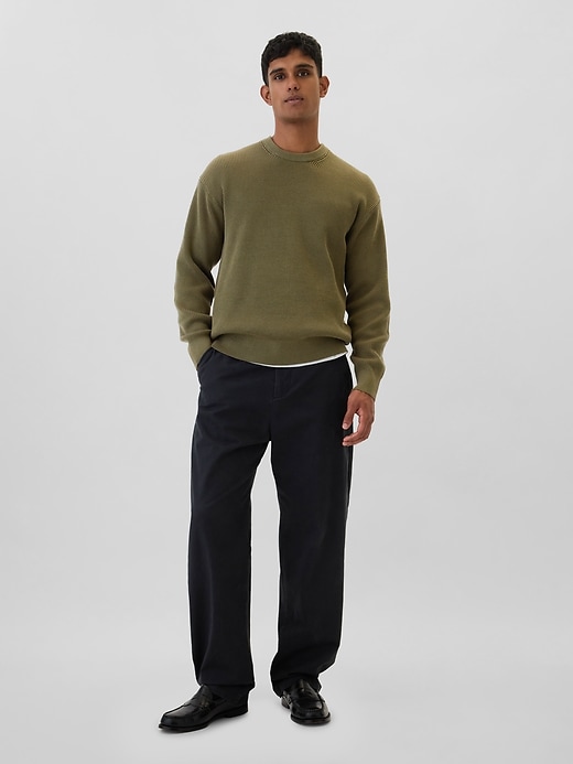 Image number 3 showing, Oversized Fisherman-Stitch Crewneck Sweater