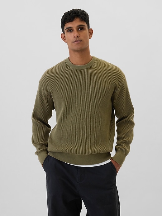 Image number 1 showing, Oversized Fisherman-Stitch Crewneck Sweater
