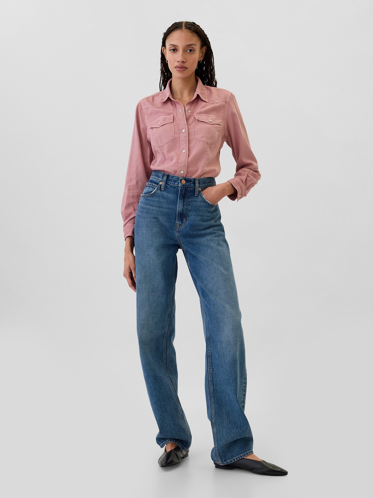 Fitted Denim Western Shirt Gap Factory