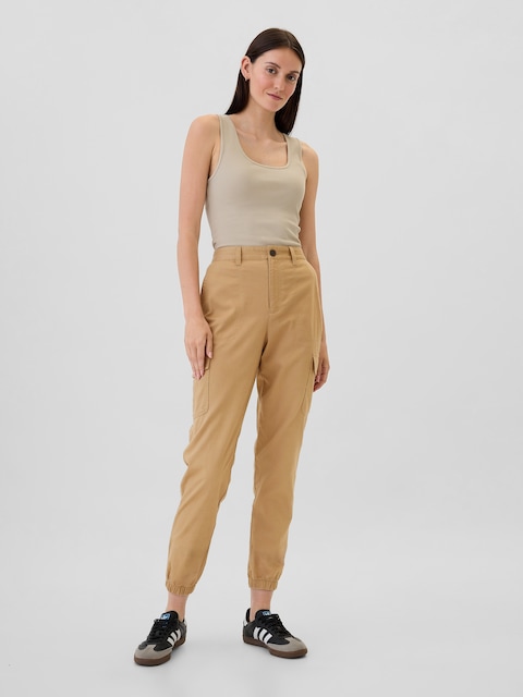 Girlfriend Khaki Cargo Joggers