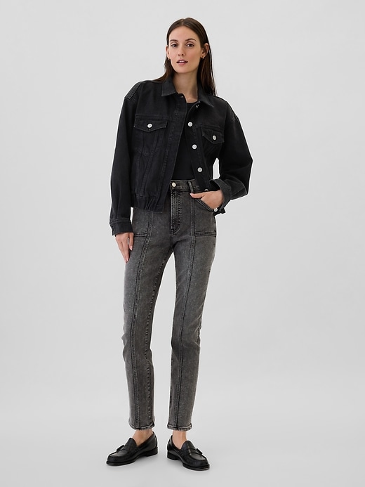 Image number 1 showing, High Rise Seamed Vintage Slim Jeans