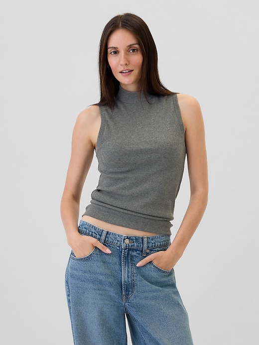 Ribbed Sleeveless Mockneck T-Shirt | Gap Factory