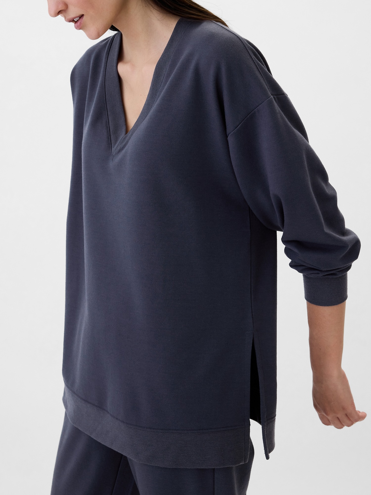 Relaxed Cloudlite V-Neck Tunic Sweatshirt | Gap Factory Relaxed Cloudlite V-Neck Tunic Sweatshirt | Gap Factory