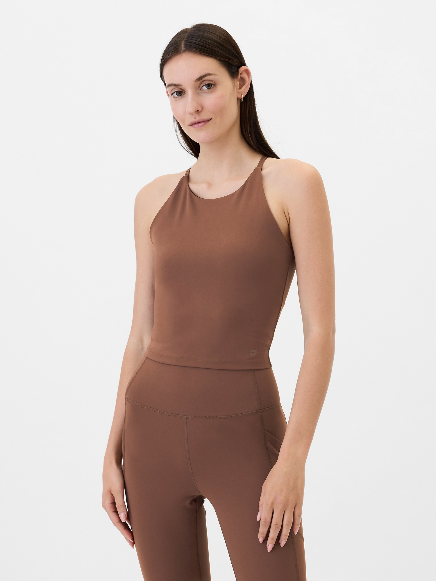 GapFit Studio Longline Sports Bra - Brown