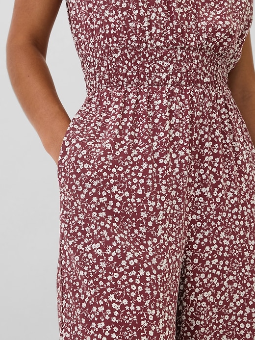 Image number 3 showing, Smocked Wide-Leg V-Neck Jumpsuit