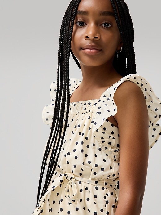 2 of 8 showing, with the color black white dot of product Kids Squareneck Flutter Sleeve Dress