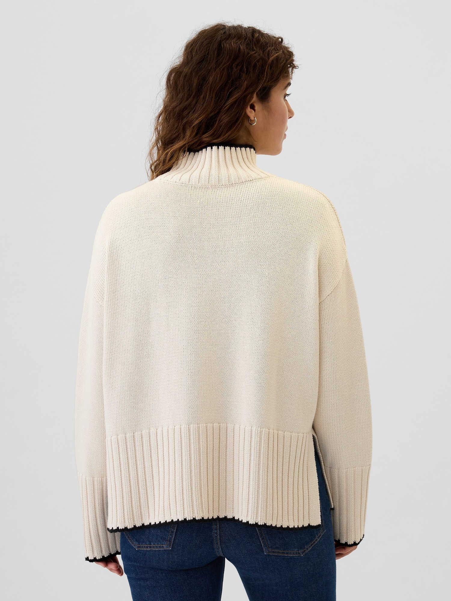 Oversized 24/7 Split-Hem Mockneck Sweater | Gap Factory