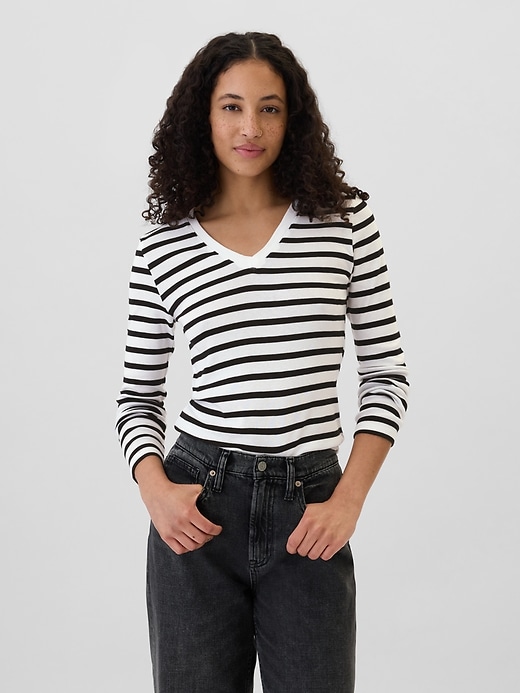Image number 1 showing, Favorite Stripe V-Neck T-Shirt