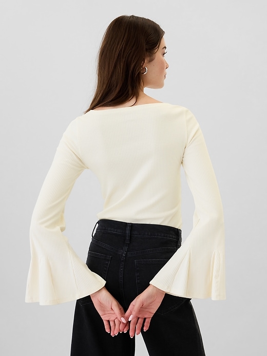 Image number 2 showing, Ribbed Boatneck Bell Sleeve T-Shirt