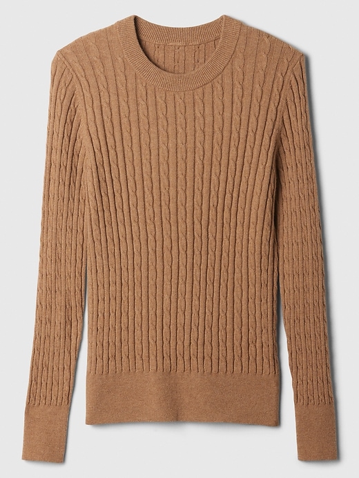 Image number 5 showing, CashSoft Cable-Knit Crewneck Sweater