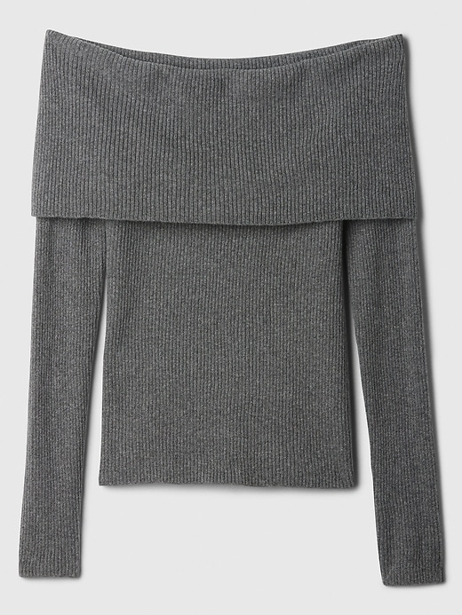 Image number 5 showing, CashSoft Ribbed Foldover Sweater Top