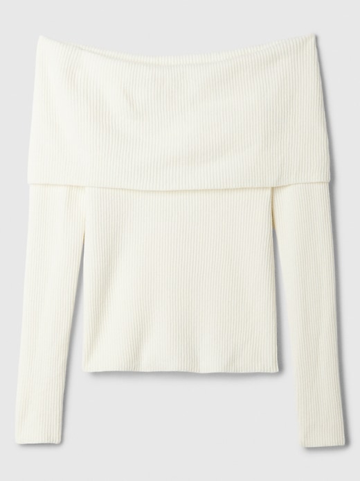 Image number 5 showing, CashSoft Ribbed Off-Shoulder Sweater Top