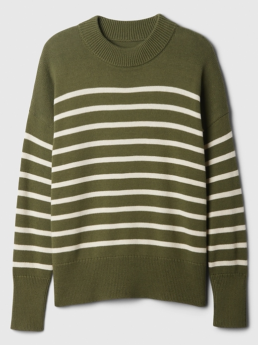Image number 5 showing, Oversized Stripe High Neck Crewneck Sweater