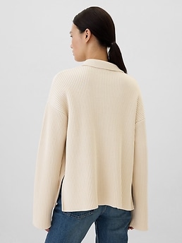 Une heures ウ ヘフ split collar silk knit JAG4944_ZJ7668815Z-