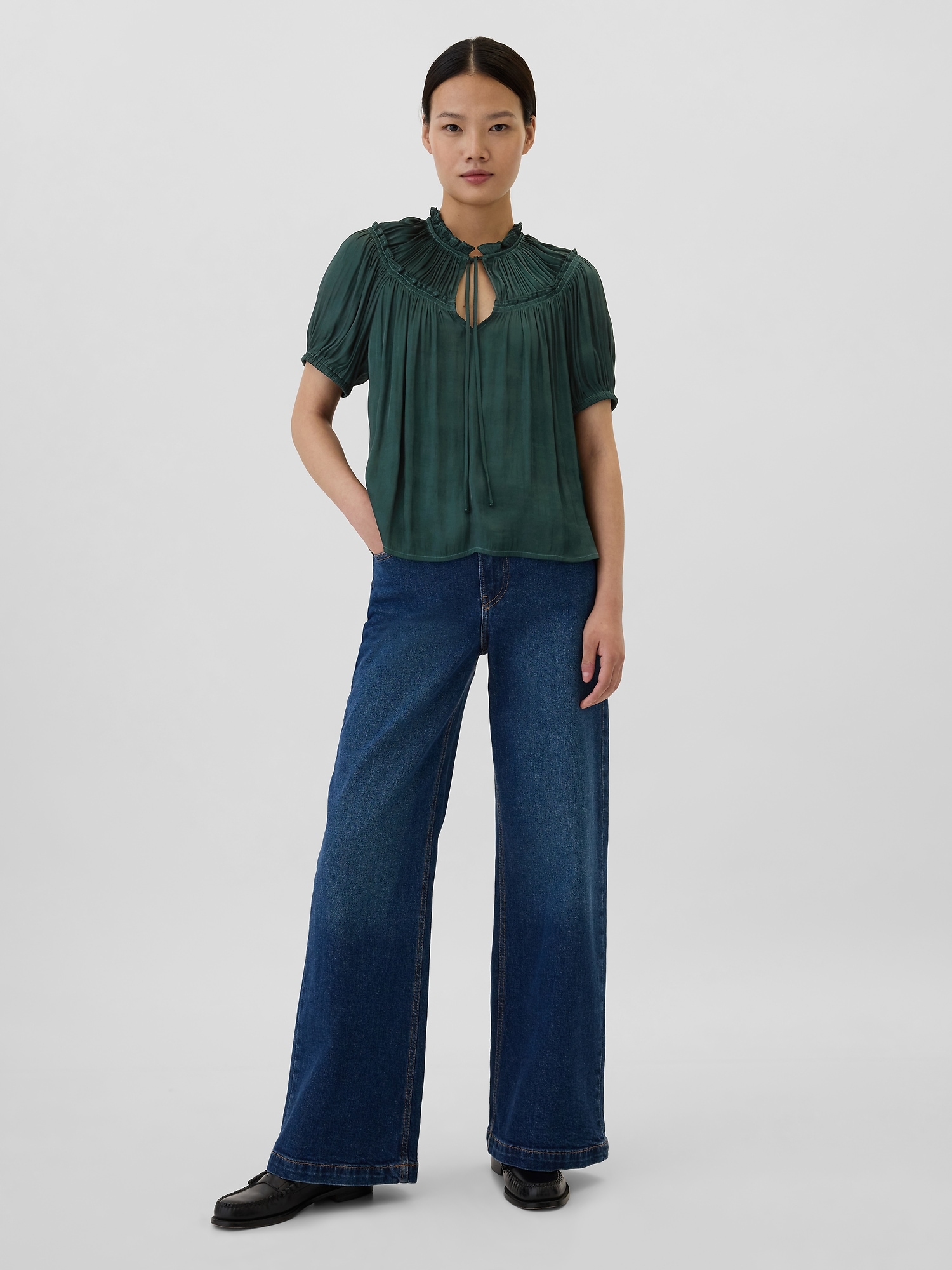 Satin Puff Sleeve Top | Gap Factory