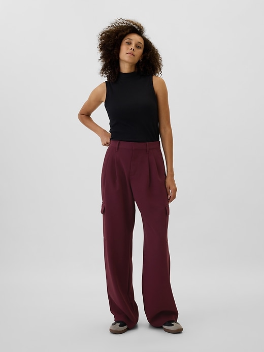 Image number 1 showing, High Rise Easy Wide-Leg Cargo Trousers
