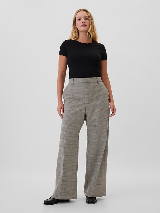 Image number 5 showing, Recycled Easy Plaid Wide-Leg Trousers