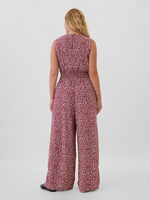 Image number 5 showing, Smocked Wide-Leg V-Neck Jumpsuit