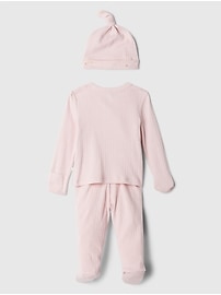 Baby Ribbed Pointelle Three-Piece Outfit Set