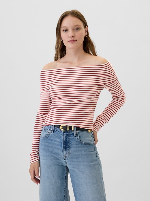 Image number 1 showing, Ribbed Foldover Top