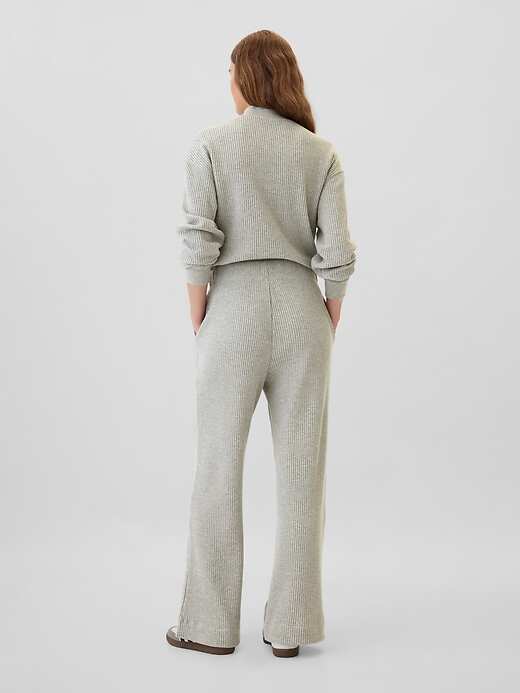 Waffle-Knit Wide-Leg Pull-On Pants
