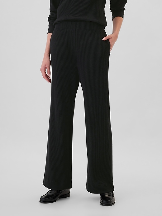 Image number 3 showing, Waffle-Knit Wide-Leg Pull-On Pants