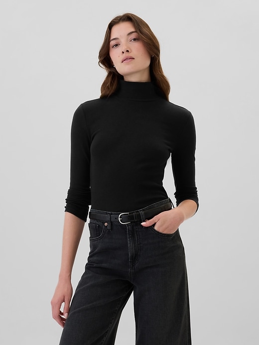 Image number 1 showing, Ribbed Turtleneck T-Shirt