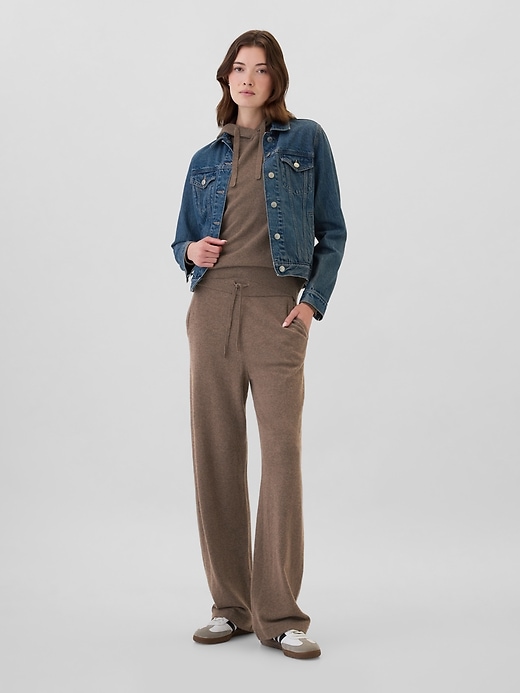 Image number 1 showing, CashSoft Wide-Leg Sweater Pants