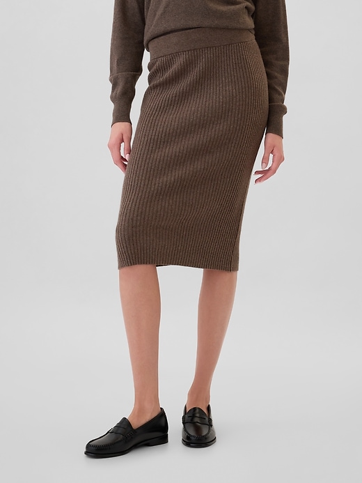 Image number 3 showing, CashSoft Ribbed Sweater Midi Skirt