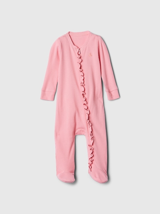 Image number 1 showing, Baby Ribbed Two-Way Zip One-Piece