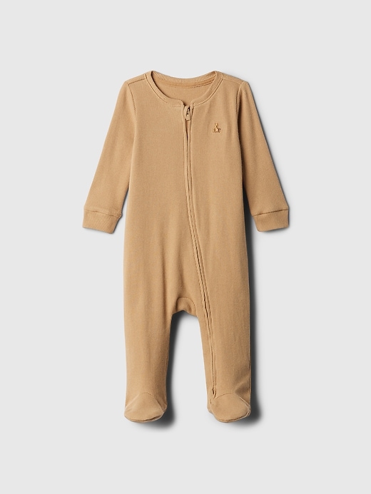 Image number 1 showing, Baby Ribbed Two-Way Zip One-Piece